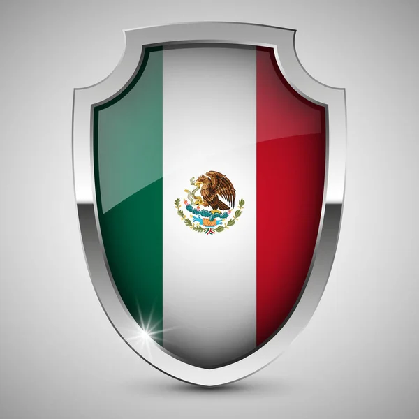 Eps10 Escudo Patriótico Vectorial Con Bandera México Elemento Impacto Para — Vector de stock