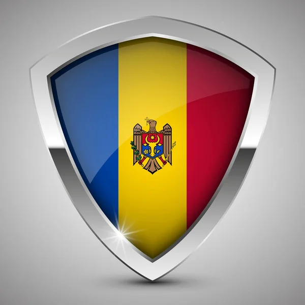 Eps10 Escudo Patriótico Vectorial Con Bandera Moldova Elemento Impacto Para — Vector de stock