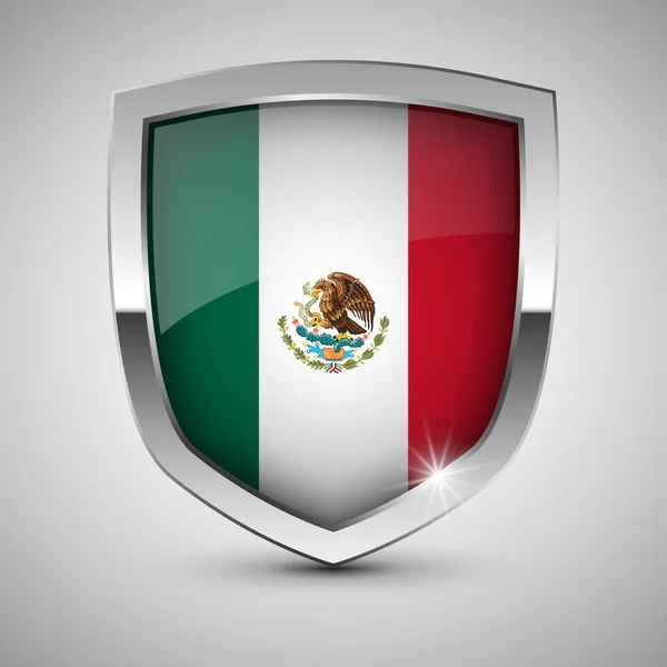Eps10ベクターメキシコの旗を持つ愛国的な盾 あなたがそれを作りたい使用のための影響の要素 — ストックベクタ