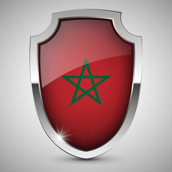 Eps10 Vector Patriotischer Schild Mit Marokkanischer Flagge Ein Element Der — Stockvektor