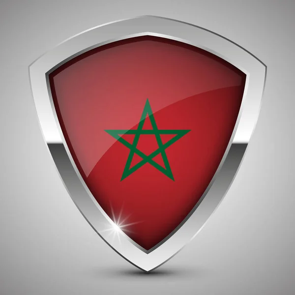 Eps10 Vector Patriotic Shield Flag Morocco Елемент Впливу Використання Який — стоковий вектор