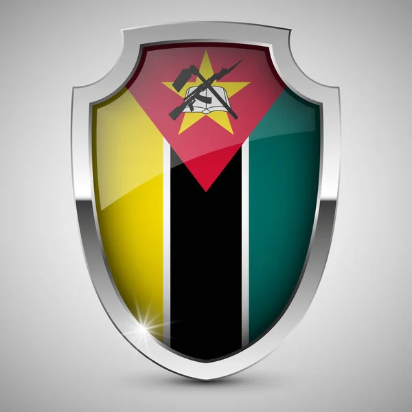 Eps10 Escudo Patriótico Vectorial Con Bandera Mozambique Elemento Impacto Para — Archivo Imágenes Vectoriales