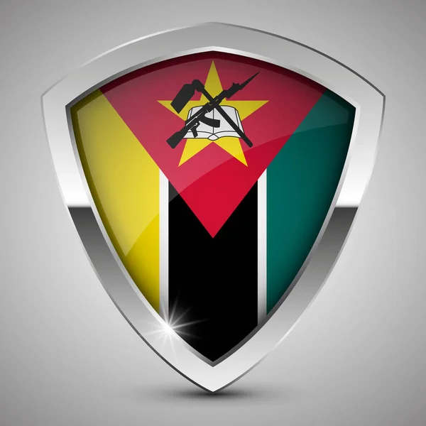 Eps10 Vector Patriottisch Schild Met Vlag Van Mozambique Een Element — Stockvector