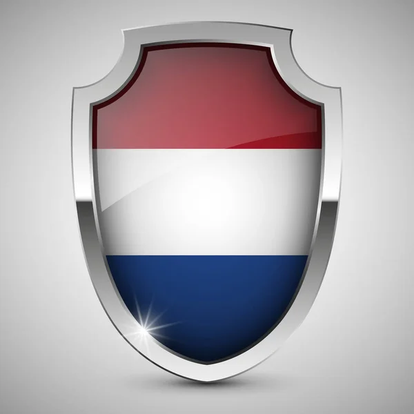 Eps10ベクトルオランダの旗を持つ愛国的な盾 あなたがそれを作りたい使用のための影響の要素 — ストックベクタ