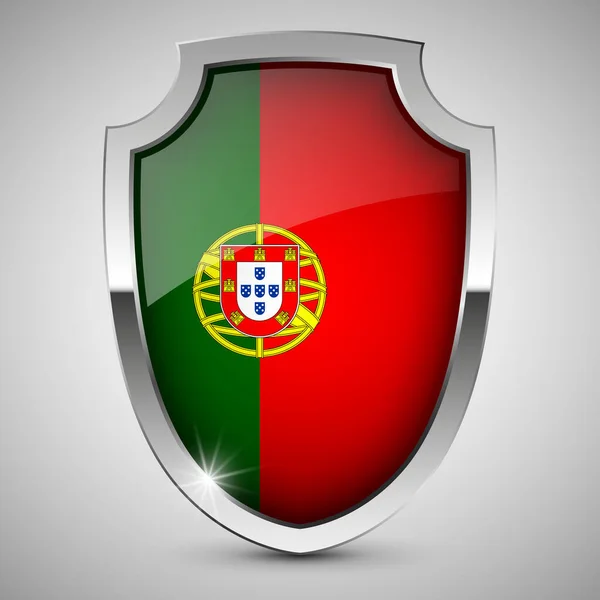 Eps10 Vector Escudo Patriótico Com Bandeira Portugal Elemento Impacto Para —  Vetores de Stock