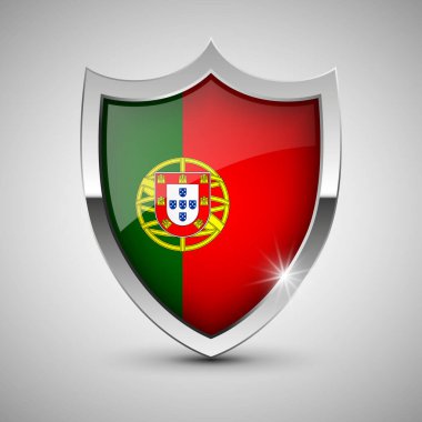 Portekiz bayrağı taşıyan EPS10 Vatansever kalkanı. Kullanmak istediğiniz etki için bir unsur.