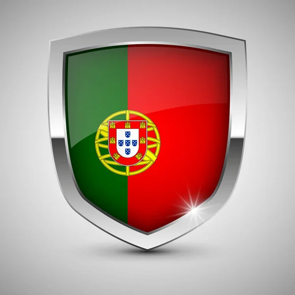 Portekiz Bayrağı Taşıyan Eps10 Vatansever Kalkanı Kullanmak Istediğiniz Etki Için — Stok Vektör
