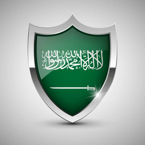 Saudiarabistan Bayrağı Taşıyan Eps10 Vatansever Kalkanı Kullanmak Istediğiniz Etki Için — Stok Vektör