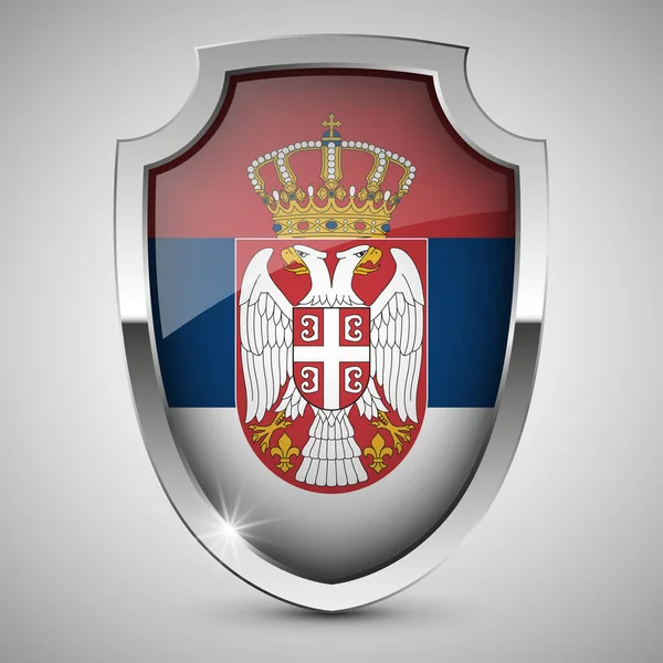 Eps10ベクトルセルビアの旗を持つ愛国的盾 あなたがそれを作りたい使用のための影響の要素 — ストックベクタ