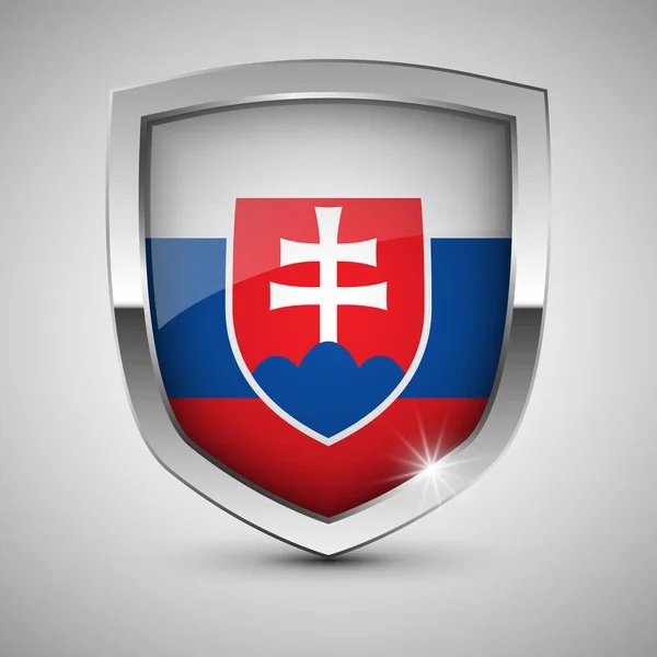 Eps10 Hazafias Pajzs Szlovákia Zászlajával Befolyásoló Elem Használatához Amit Használni — Stock Vector