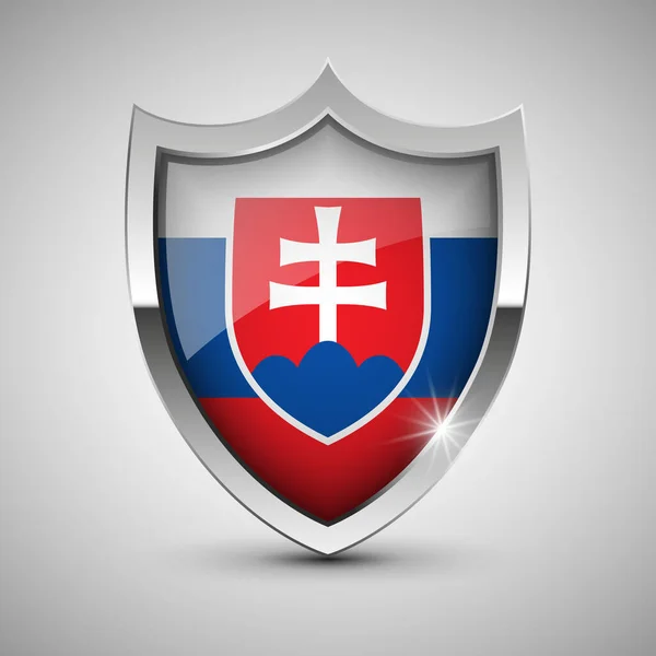 Eps10 Vector Escudo Patriótico Com Bandeira Eslováquia Elemento Impacto Para — Vetor de Stock