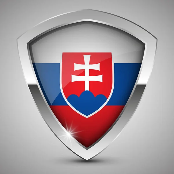 Eps10 Hazafias Pajzs Szlovákia Zászlajával Befolyásoló Elem Használatához Amit Használni — Stock Vector