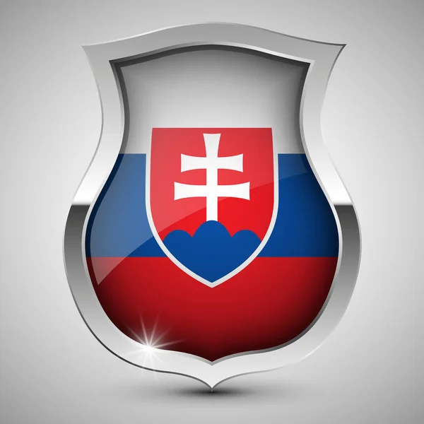 Eps10 Vector Escudo Patriótico Com Bandeira Eslováquia Elemento Impacto Para —  Vetores de Stock