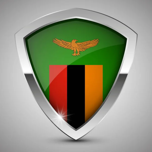 Eps10 Escudo Patriótico Vectorial Con Bandera Zambia Elemento Impacto Para — Archivo Imágenes Vectoriales