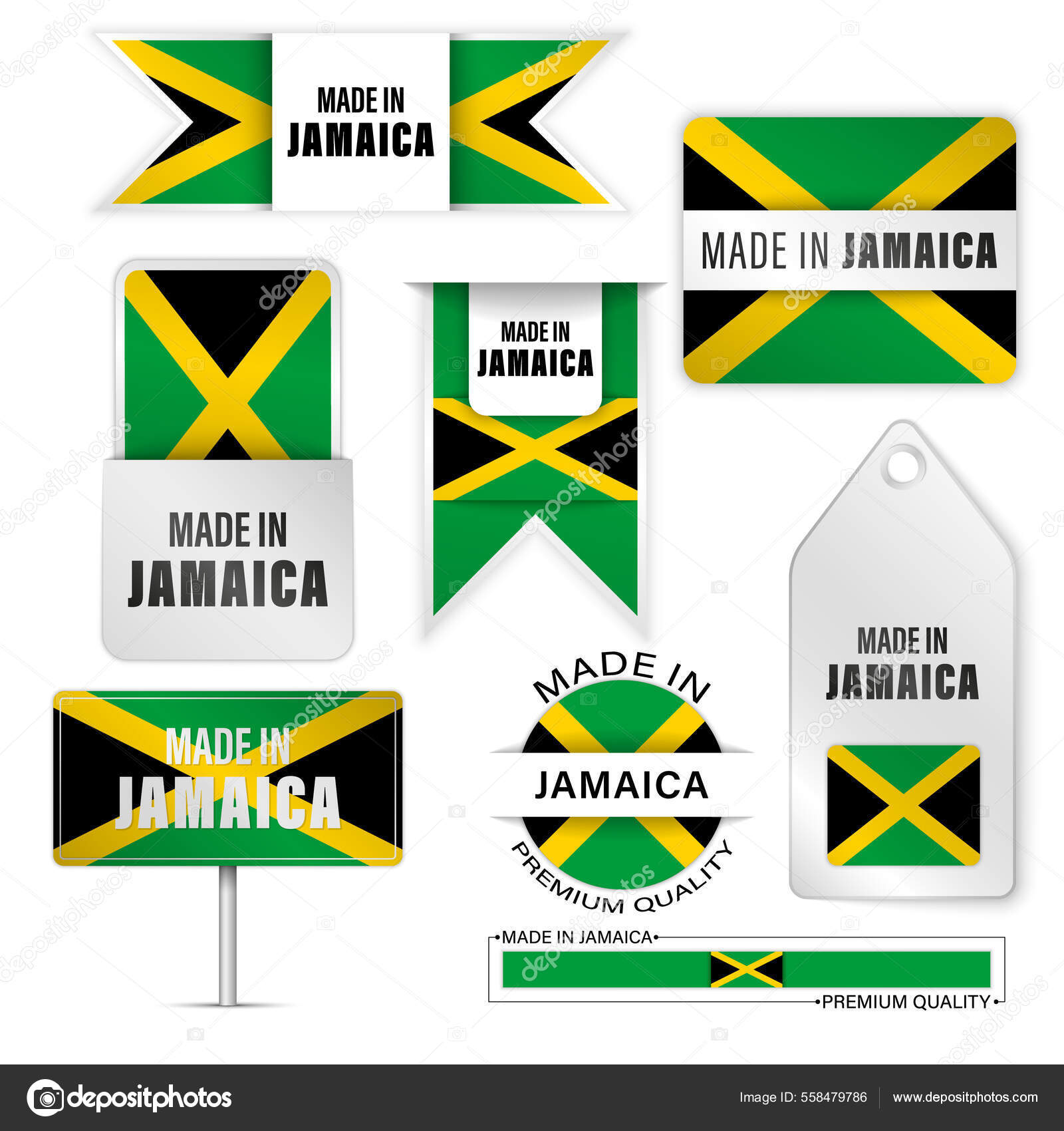 Made Jamaica Graphics Labels Set Some Elements Impact Use You Stock