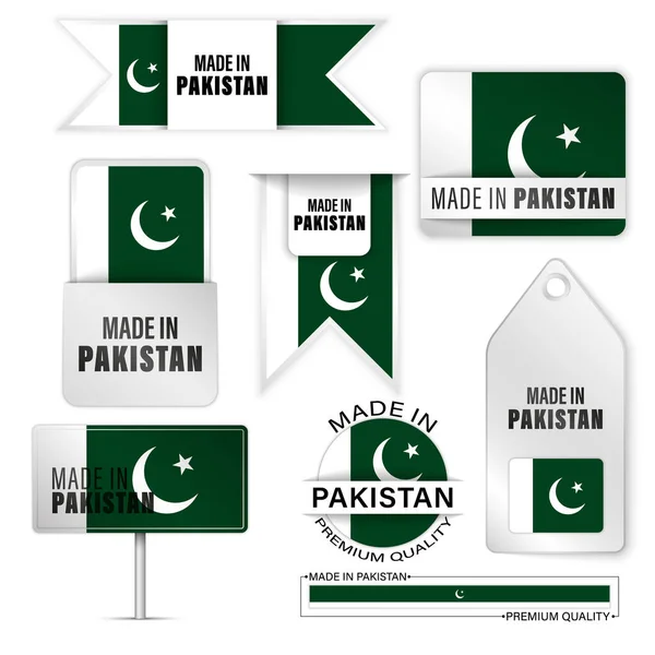 Pakistan Grafik Etiketlerinde Üretilmiştir Kullanmak Istediğiniz Etki Için Bazı Elementler — Stok Vektör