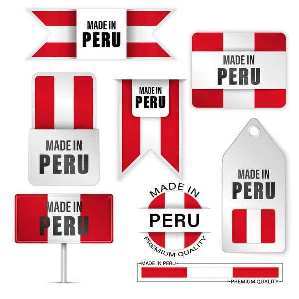 Сделано Перу Графики Этикетки Набор Некоторые Элементы Воздействия Использования Хотите — стоковый вектор