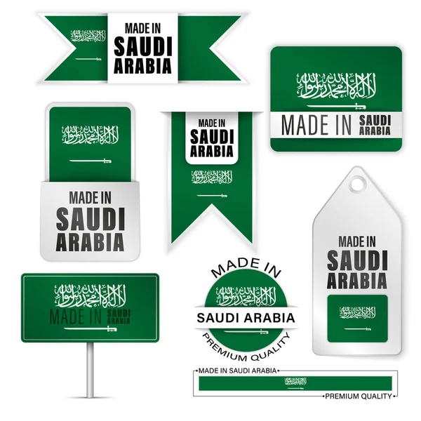 Saudiarabia Grafik Etiketlerinde Üretilmiştir Kullanmak Istediğiniz Etki Için Bazı Elementler — Stok Vektör
