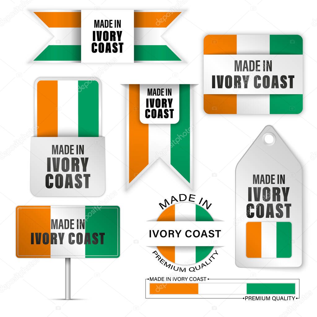 Made in IvoryCoast graphics and labels set. Some elements of impact for the use you want to make of it.