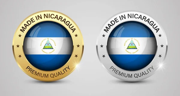 ニカラグア製のグラフィックとラベルセット あなたがそれを作りたい使用のための影響のいくつかの要素 — ストックベクタ