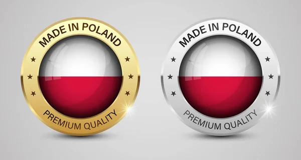 Zestaw Graficzny Etykiet Made Poland Niektóre Elementy Wpływu Wykorzystanie Które — Wektor stockowy