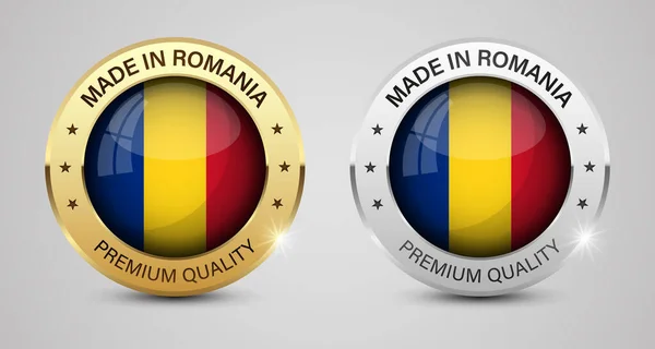Set Gráficos Etiquetas Made Romania Algunos Elementos Impacto Para Uso — Archivo Imágenes Vectoriales