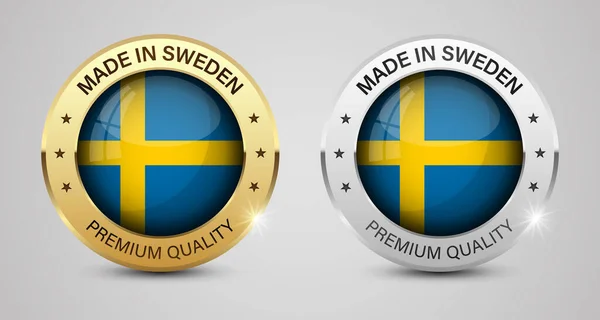 Feito Suécia Gráficos Etiquetas Conjunto Alguns Elementos Impacto Para Uso — Vetor de Stock
