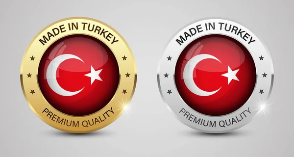 Feito Turquia Gráficos Etiquetas Conjunto Alguns Elementos Impacto Para Uso — Vetor de Stock