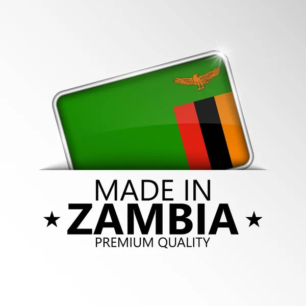 Fabricado Zambia Gráfico Etiqueta Elemento Impacto Para Uso Que Desea — Archivo Imágenes Vectoriales