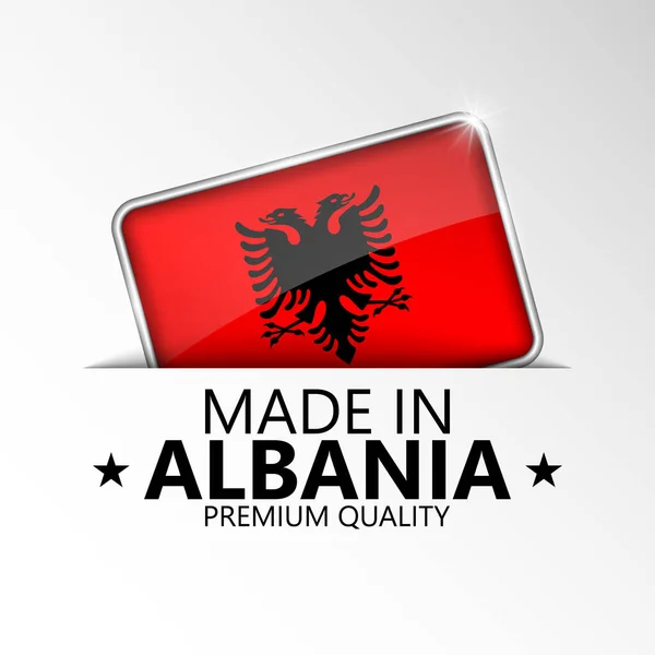 Fabricado Albania Gráfico Etiqueta Elemento Impacto Para Uso Que Desea — Archivo Imágenes Vectoriales