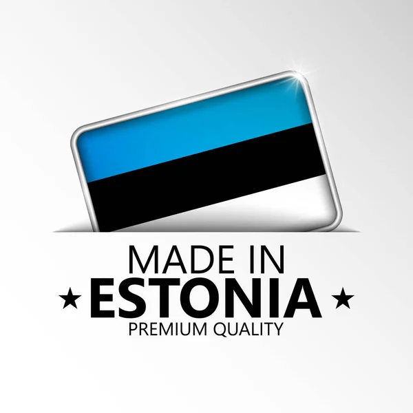 Fabricado Estonia Gráfico Etiqueta Elemento Impacto Para Uso Que Desea — Archivo Imágenes Vectoriales