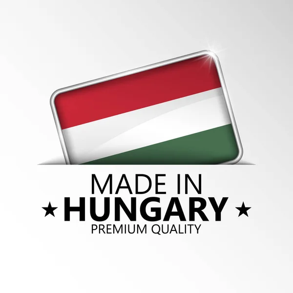 Fabricado Hungría Gráfico Etiqueta Elemento Impacto Para Uso Que Desea — Archivo Imágenes Vectoriales