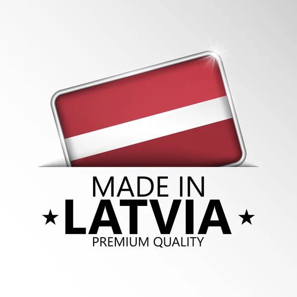 Fabricado Letonia Gráfico Etiqueta Elemento Impacto Para Uso Que Desea — Archivo Imágenes Vectoriales