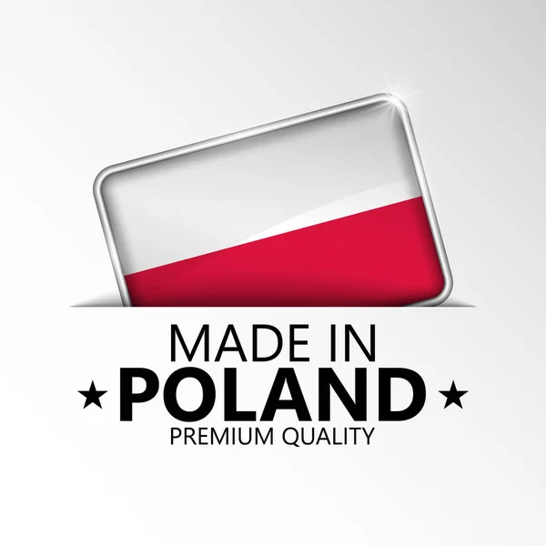 Fabricado Polonia Gráfico Etiqueta Elemento Impacto Para Uso Que Desea — Archivo Imágenes Vectoriales