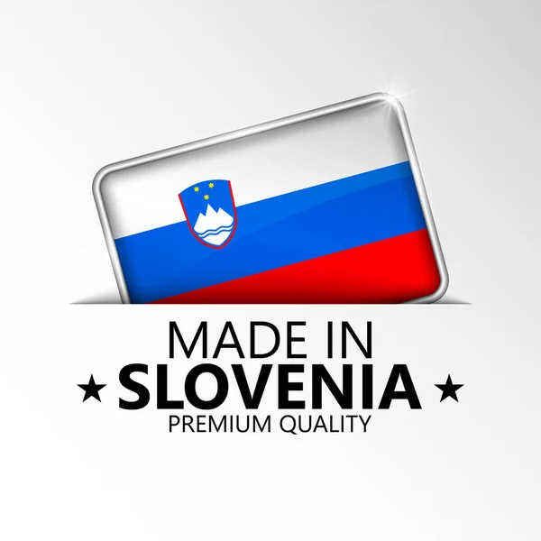 Fabricado Eslovenia Gráfico Etiqueta Elemento Impacto Para Uso Que Desea — Archivo Imágenes Vectoriales