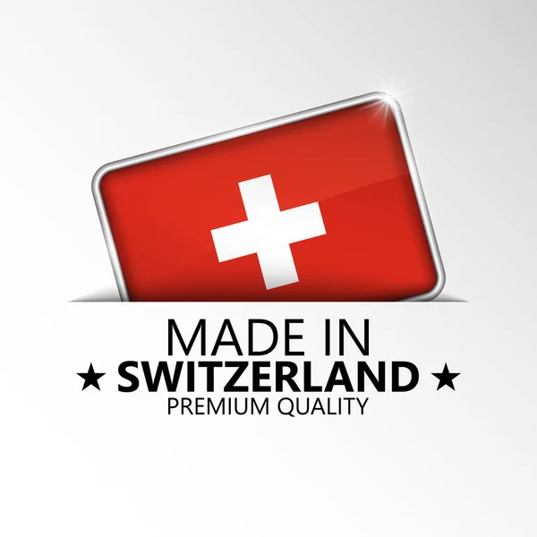 Feito Suíça Gráfico Rótulo Elemento Impacto Para Uso Que Você — Vetor de Stock