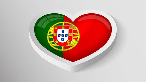 Eps10 Vektor Patriotisches Herz Mit Flagge Von Portugal Ein Element — Stockvektor