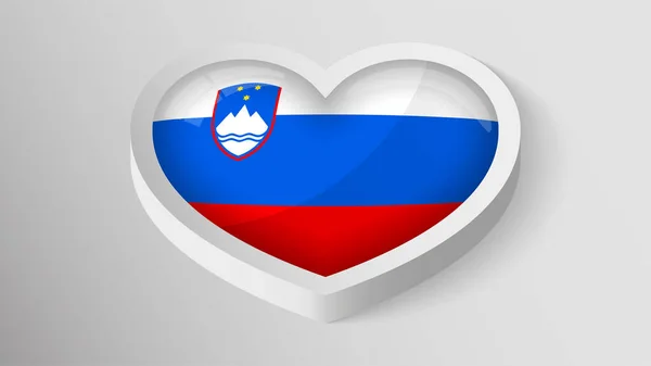 Eps10 Vector Patriotic Heart Flag Slovenia Element Impact Use You — ストックベクタ