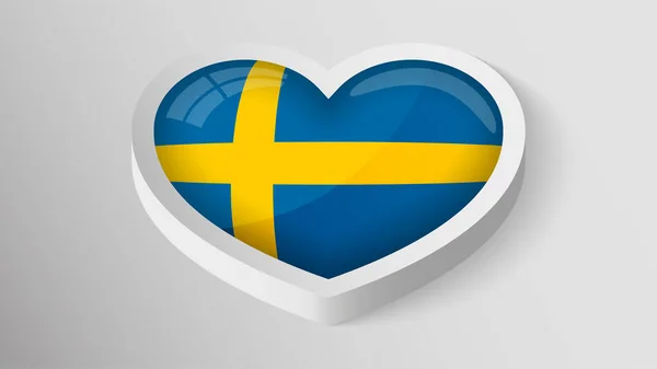 Eps10 Vector Patriotic Heart Flag Sweden Element Impact Use You — Stock vektor