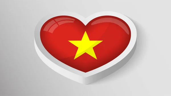 Eps10 Vector Patriotic Heart Flag Vietnam Element Impact Use You — Vetor de Stock
