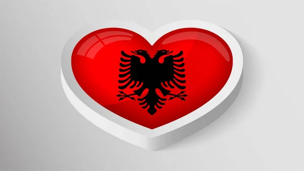 Eps10 Vector Patriotic Heart Flag Albania Element Impact Use You — 스톡 벡터