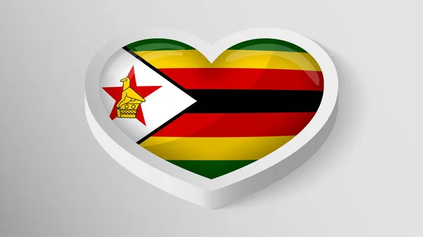 Eps10 Vector Patriotic Heart Flag Zimbabwe Element Impact Use You — Image vectorielle