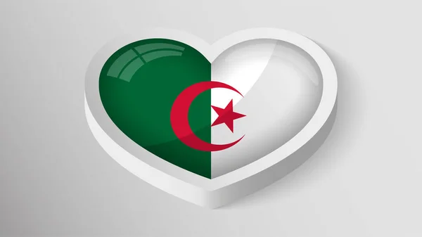 Eps10 Vector Patriotic Heart Flag Algeria Element Impact Use You — Stok Vektör