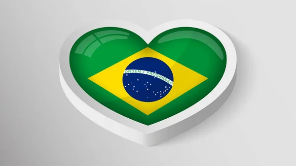 Eps10 Vector Patriotic Heart Flag Brazil Element Impact Use You — ストックベクタ