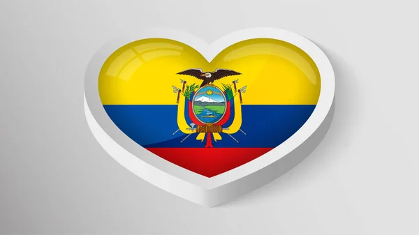 Eps10 Vector Patriotic Heart Flag Ecuador Element Impact Use You — Vector de stock