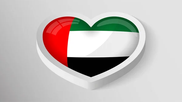 Eps10 Vector Coração Patriótico Com Bandeira Dos Emirados Árabes Unidos — Vetor de Stock