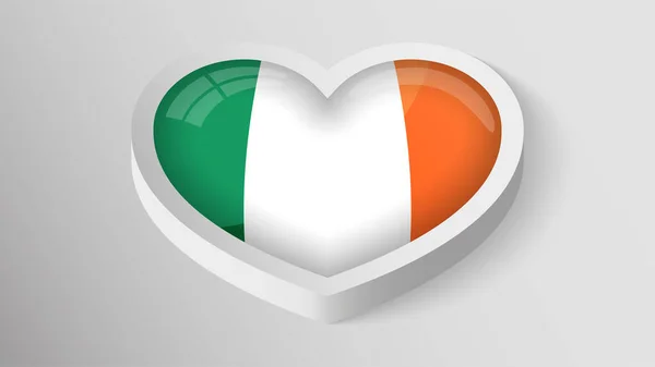 Eps10 Vector Patriotic Heart Flag Ireland Element Impact Use You — Wektor stockowy