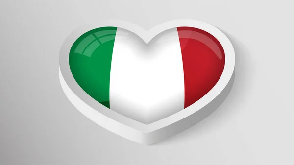 Eps10 Vector Patriotic Heart Flag Italy Англійською Елемент Впливу Використання — стоковий вектор