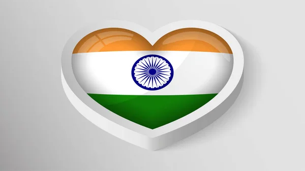 Eps10 Cuore Patriottico Vettoriale Con Bandiera Dell India Elemento Impatto — Vettoriale Stock