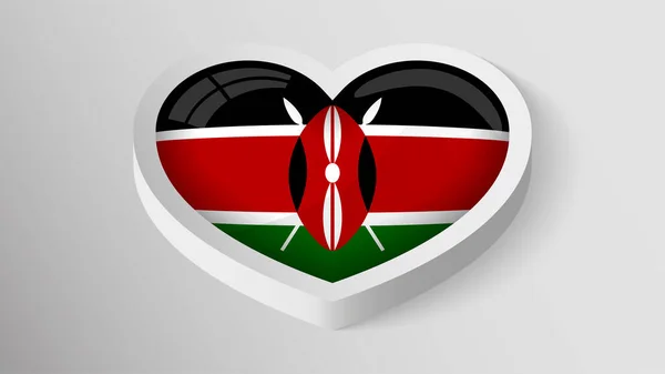 Eps10 Vector Patriotic Heart Flag Kenya Element Impact Use You — Image vectorielle